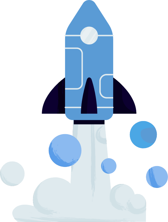 Flying Blue Rocket With Circles